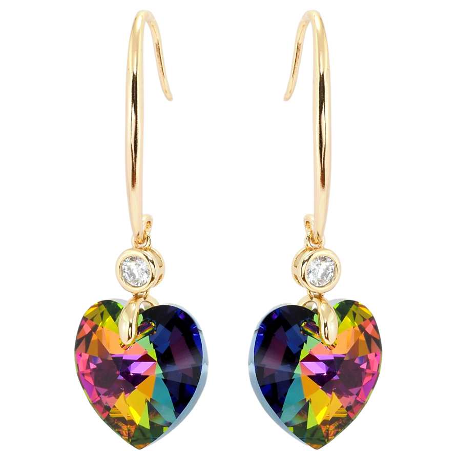 Сережки Xuping колір 18K з кристалами Swarovski французький замок Кристальні серця Vitrail Medium фото №1 Сережки Xuping колір 18K з кристалами Swarovski французький замок Кристальні серця Vitrail Medium фото №1