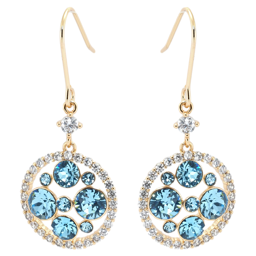 Сережки Xuping колір 18K з кристалами Swarovski французький замок Підвіски з кристалами Aquamarine фото №1 Сережки Xuping колір 18K з кристалами Swarovski французький замок Підвіски з кристалами Aquamarine фото №1