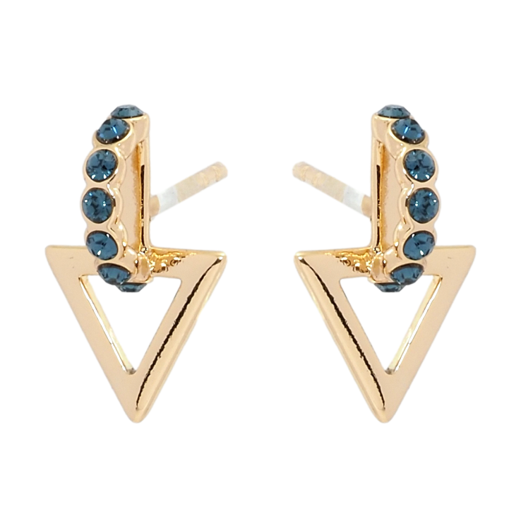 Сережки Xuping колір 18K з кристалами Swarovski пусети Трикутники з кристалами Montana фото №25 Сережки Xuping колір 18K з кристалами Swarovski пусети Трикутники з кристалами Montana фото №25