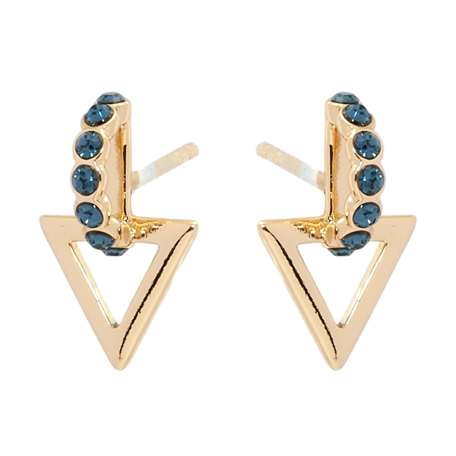 Сережки Xuping колір 18K з кристалами Swarovski пусети Трикутники з кристалами Montana фото №1 Сережки Xuping колір 18K з кристалами Swarovski пусети Трикутники з кристалами Montana фото №1