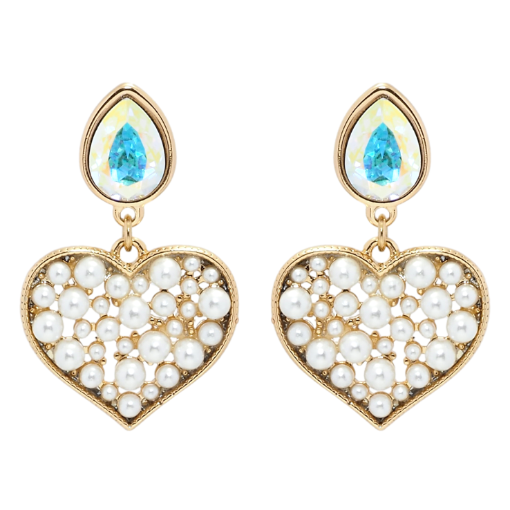 Серьги Xuping цвет 18K с кристаллами Swarovski пусеты Кристаллы АВ с жемчужными сердечками фото №3 Серьги Xuping цвет 18K с кристаллами Swarovski пусеты Кристаллы АВ с жемчужными сердечками фото №3