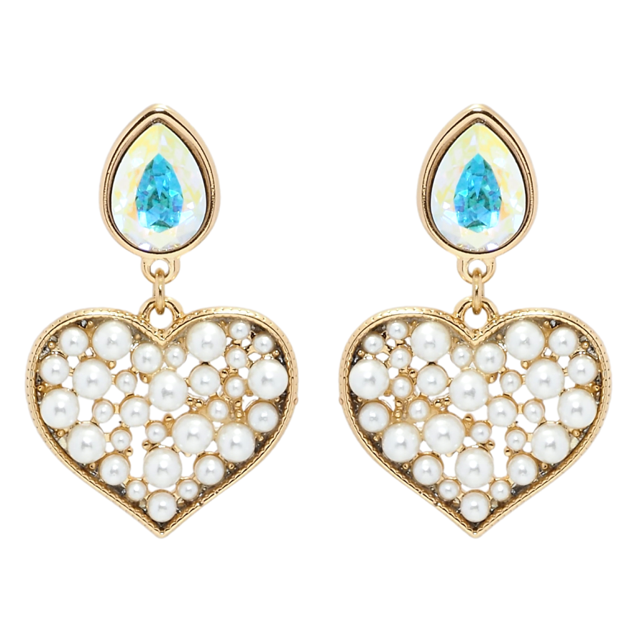 Серьги Xuping цвет 18K с кристаллами Swarovski пусеты Кристаллы АВ с жемчужными сердечками фото №1 Серьги Xuping цвет 18K с кристаллами Swarovski пусеты Кристаллы АВ с жемчужными сердечками фото №1