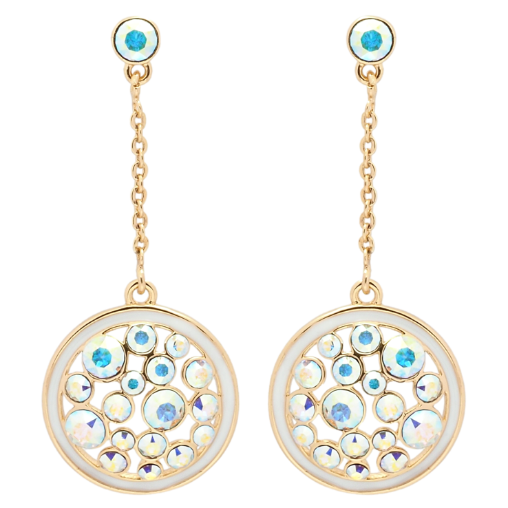 Сережки Xuping колір 18K з кристалами Swarovski пусети Круглі підвіски з кристалами АВ фото №25 Сережки Xuping колір 18K з кристалами Swarovski пусети Круглі підвіски з кристалами АВ фото №25