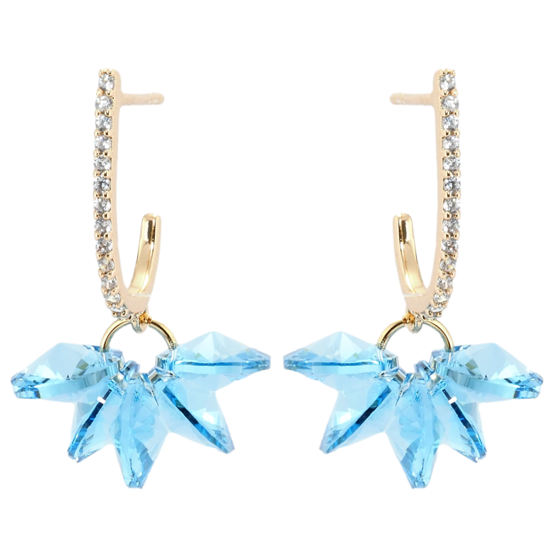 Сережки Xuping колір 18K з кристалами Swarovski пусети Підвіски з кристалами Aquamarine фото №1