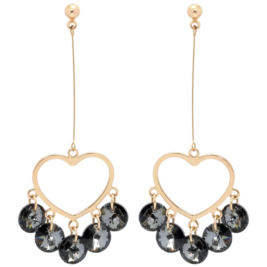 Серьги Xuping цвет 18K с кристаллами Swarovski пусеты Подвески сердечки с кристаллами Graphite фото №1