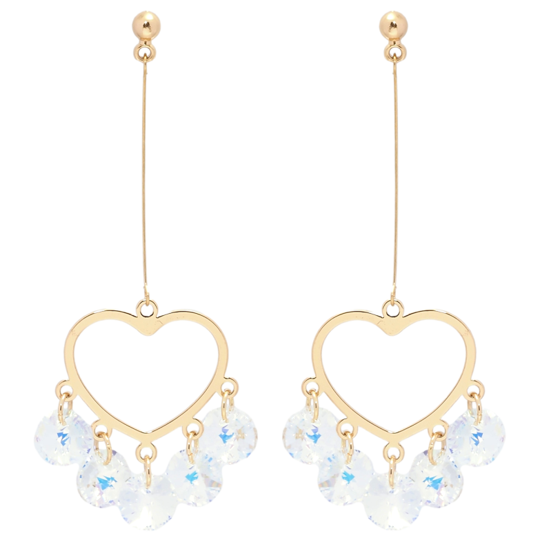 Сережки Xuping колір 18K з кристалами Swarovski пусети Підвіски серця з кристалами Shimmer фото №1 Сережки Xuping колір 18K з кристалами Swarovski пусети Підвіски серця з кристалами Shimmer фото №1