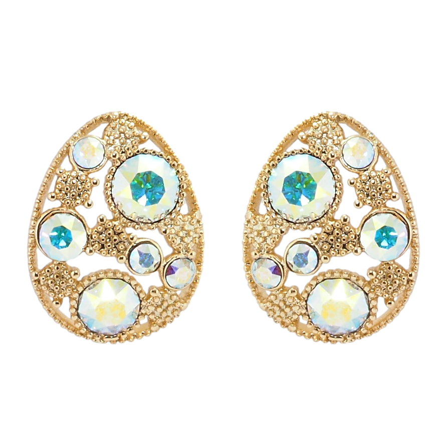 Сережки Xuping колір 18K з кристалами Swarovski пусети Овальні з розсипом кристалів АВ фото №1 Сережки Xuping колір 18K з кристалами Swarovski пусети Овальні з розсипом кристалів АВ фото №1