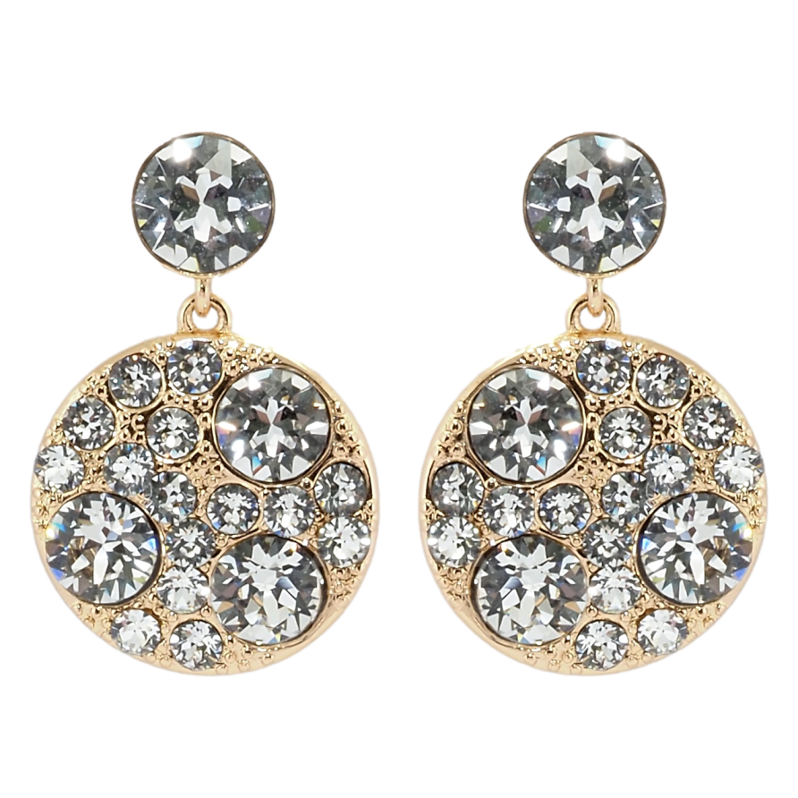 Сережки Xuping колір 18K з кристалами Swarovski пусети Круглі підвіски з кристалами Clear фото №1 Сережки Xuping колір 18K з кристалами Swarovski пусети Круглі підвіски з кристалами Clear фото №1