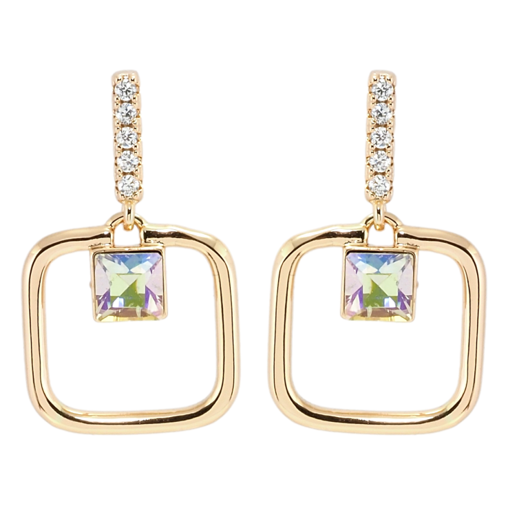 Серьги Xuping цвет 18K с кристаллами Swarovski пусеты Квадратные подвески с кристаллами Vitrail Light фото №8 Серьги Xuping цвет 18K с кристаллами Swarovski пусеты Квадратные подвески с кристаллами Vitrail Light фото №8