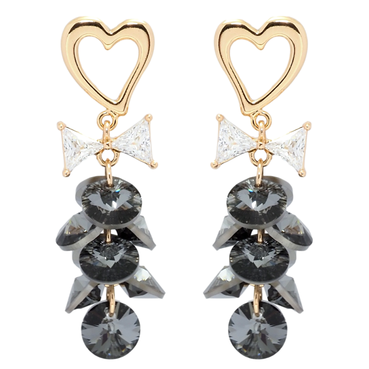 Сережки Xuping колір 18K з кристалами Swarovski пусети Сердечки з кристалами Graphite фото №5 Сережки Xuping колір 18K з кристалами Swarovski пусети Сердечки з кристалами Graphite фото №5