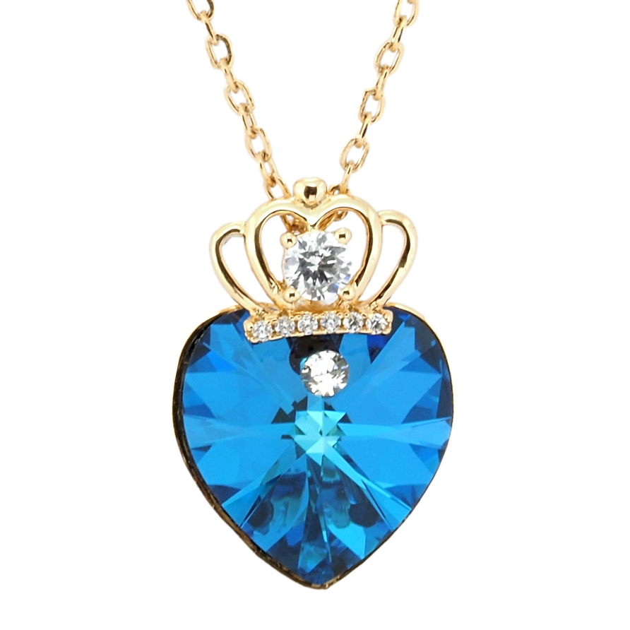 Кулон Xuping 18K з кр-ми Swarovski на ланцюжку Кристальне серце Capri Blue з короною довжина 40-45см х 1мм фото №1 Кулон Xuping 18K з кр-ми Swarovski на ланцюжку Кристальне серце Capri Blue з короною довжина 40-45см х 1мм фото №1