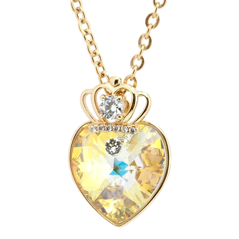 Кулон Xuping 18K з кр-ми Swarovski на ланцюжку Кристальне серце Sunshine Delit з короною довжина 41-47см х 2мм фото №1 Кулон Xuping 18K з кр-ми Swarovski на ланцюжку Кристальне серце Sunshine Delit з короною довжина 41-47см х 2мм фото №1