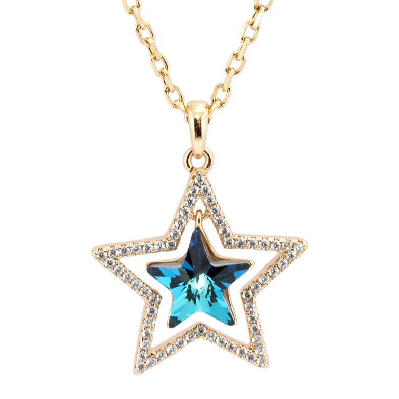 Кулон Xuping 18K с кр-ми Swarovski на цепочке Звезда с кристаллом Capri Blue длина 40-45см х 2мм фото №1 Кулон Xuping 18K с кр-ми Swarovski на цепочке Звезда с кристаллом Capri Blue длина 40-45см х 2мм фото №1