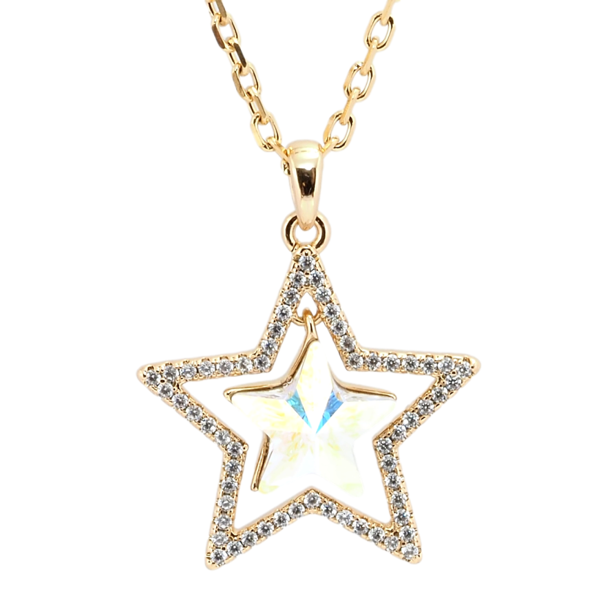 Кулон Xuping 18K з кр-ми Swarovski на ланцюжку Зірка з кристалом АВ довжина 41-46см х 2мм фото №1