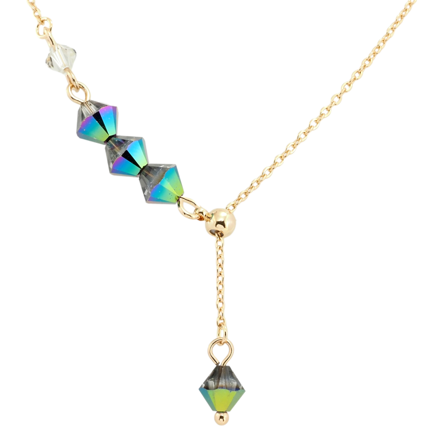 Підвіска Xuping 18K з кр-ми Swarovski на ланцюжку Кристальні намистини Vitrail Medium довжина 46-51см х 1мм фото №1