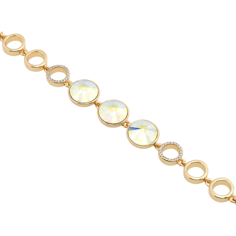 Браслет Xuping колір 18K з кр-ми Swarovski Три кристали АВ з доп.замком 17.5,19.5см х 9мм фото №1 Браслет Xuping колір 18K з кр-ми Swarovski Три кристали АВ з доп.замком 17.5,19.5см х 9мм фото №1