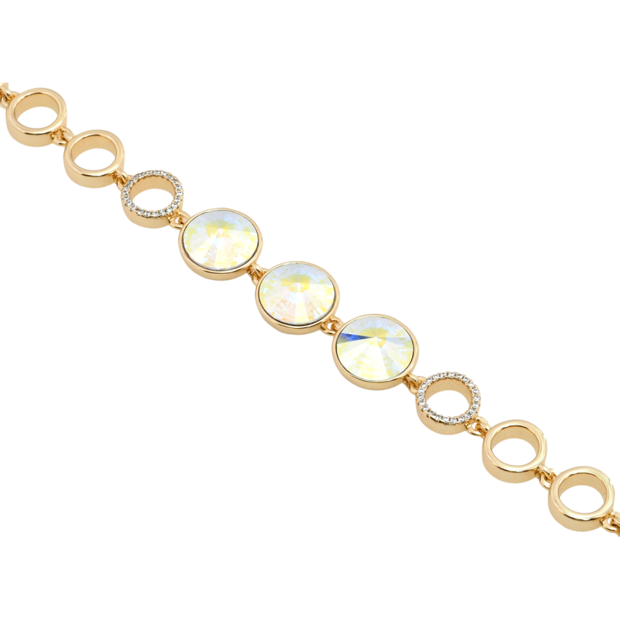 Браслет Xuping цвет 18K с кр-ми Swarovski Три кристалла АВ с доп.замком 17.5,19.5см х 9мм фото №1 Браслет Xuping цвет 18K с кр-ми Swarovski Три кристалла АВ с доп.замком 17.5,19.5см х 9мм фото №1