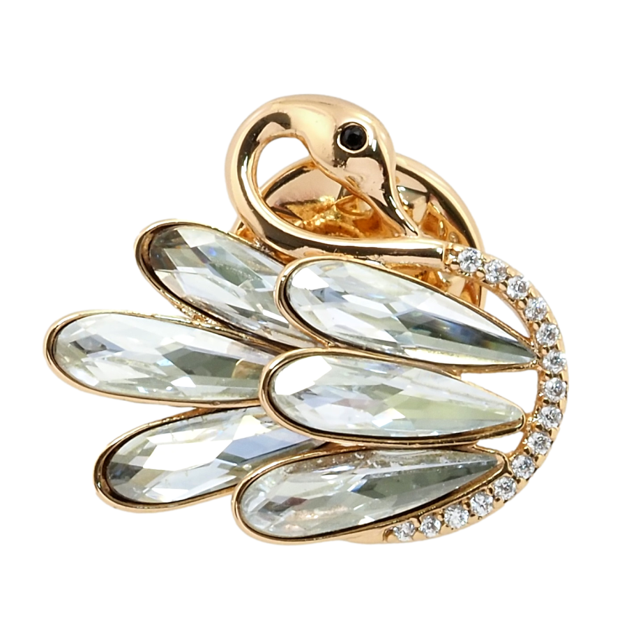 Брошь Xuping цвет 18K с кристаллами Swarovski Лебедь с кристаллами Moonlight фото №1