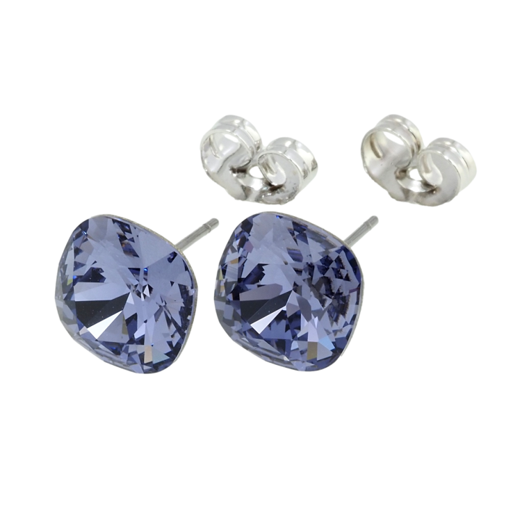 Сережки Xuping колір Родій з кристалами Swarovski пусети Кристали Tanzanite, 10х10мм фото №9 Сережки Xuping колір Родій з кристалами Swarovski пусети Кристали Tanzanite, 10х10мм фото №9
