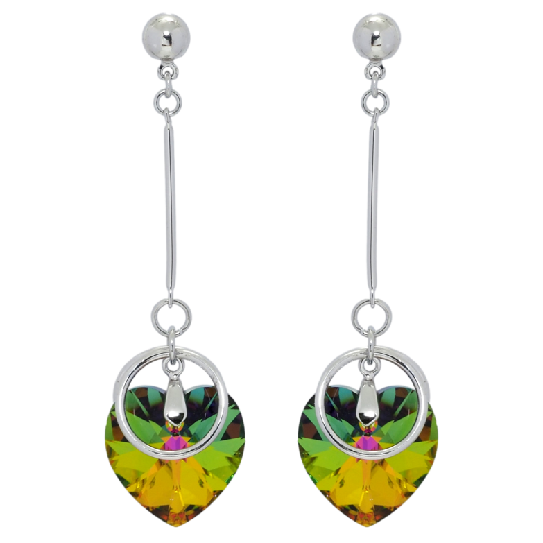 Сережки Xuping колір Родій з кристалами Swarovski пусети Підвіски з кристальними серцями Vitrail Medium фото №1 Сережки Xuping колір Родій з кристалами Swarovski пусети Підвіски з кристальними серцями Vitrail Medium фото №1