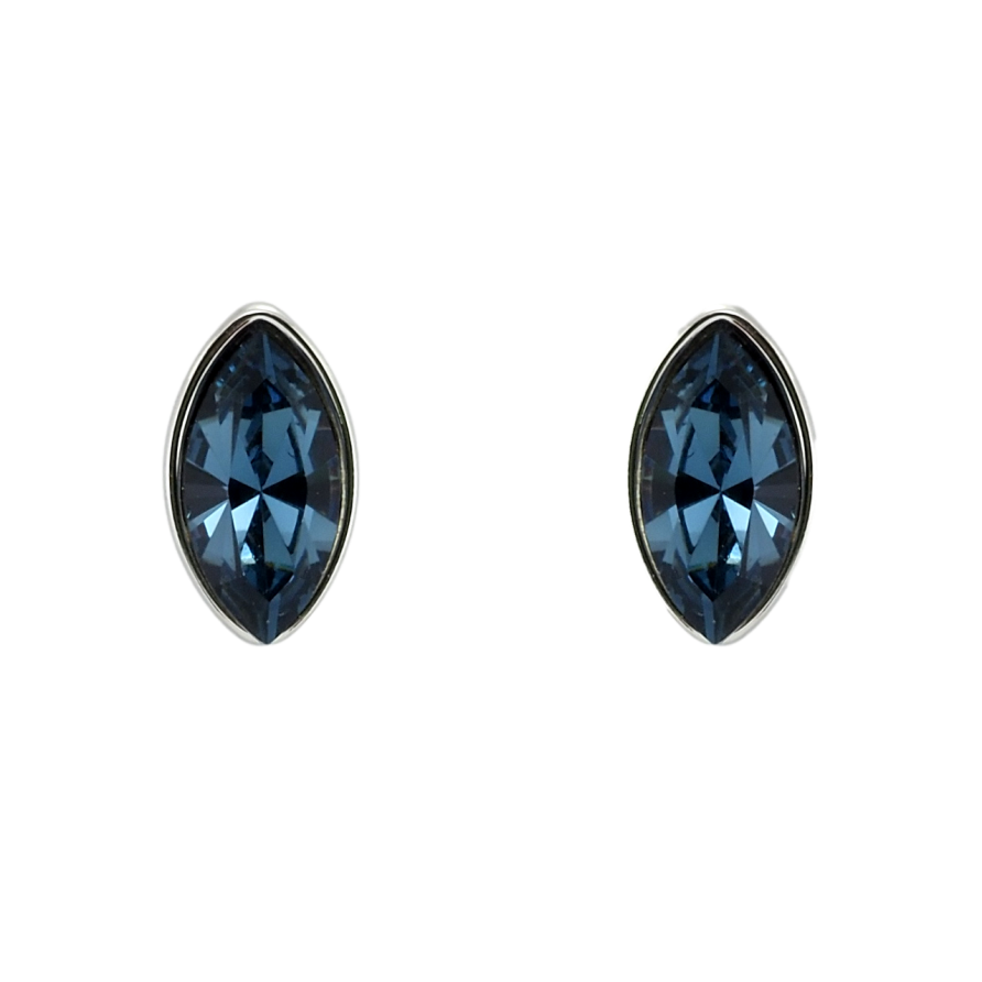 Сережки Xuping колір Родій з кристалами Swarovski пусети Кристал Montana 6х11мм фото №1 Сережки Xuping колір Родій з кристалами Swarovski пусети Кристал Montana 6х11мм фото №1