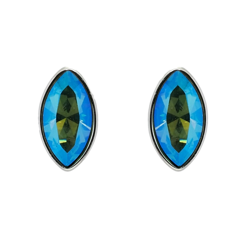 Сережки Xuping колір Родій з кристалами Swarovski пусети Кристал Army Green Delite 6х11мм фото №1