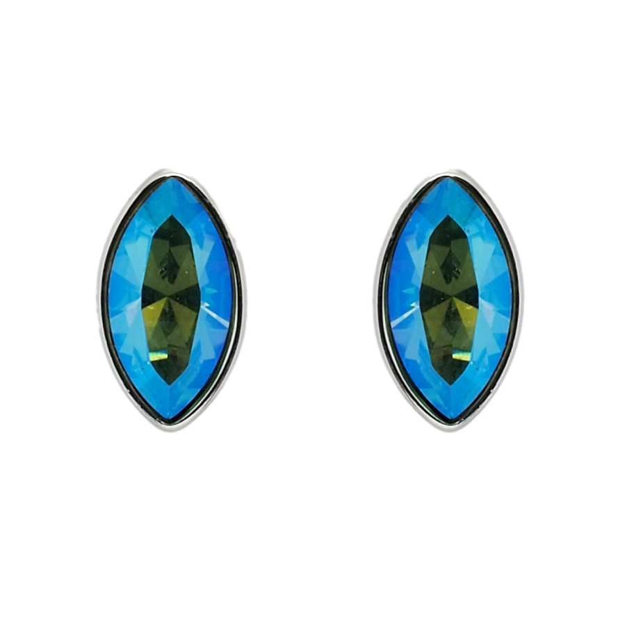 Сережки Xuping колір Родій з кристалами Swarovski пусети Кристал Army Green Delite 6х11мм фото №1