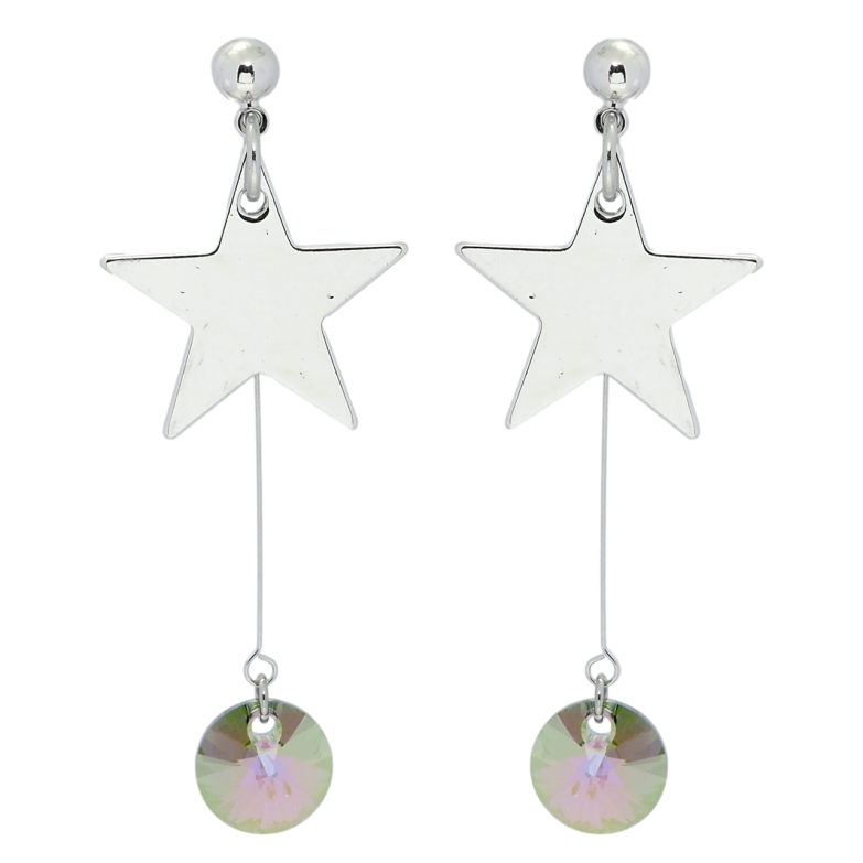 Сережки Xuping колір Родій з кристалами Swarovski пусети Підвіски з зірками та кристалами Vitrail Light фото №1