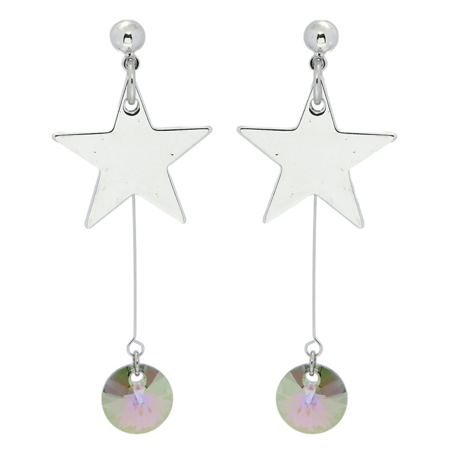 Сережки Xuping колір Родій з кристалами Swarovski пусети Підвіски з зірками та кристалами Vitrail Light фото №1