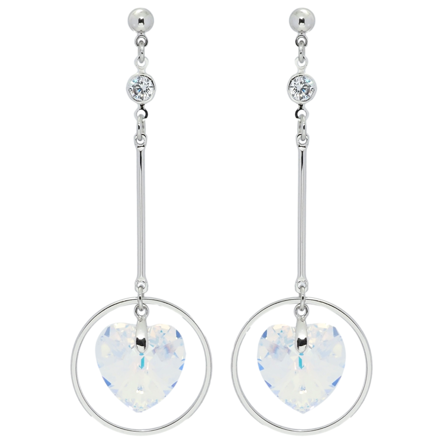 Сережки Xuping колір Родій з кристалами Swarovski пусети Підвіски з кристальними серцями Shimmer фото №1