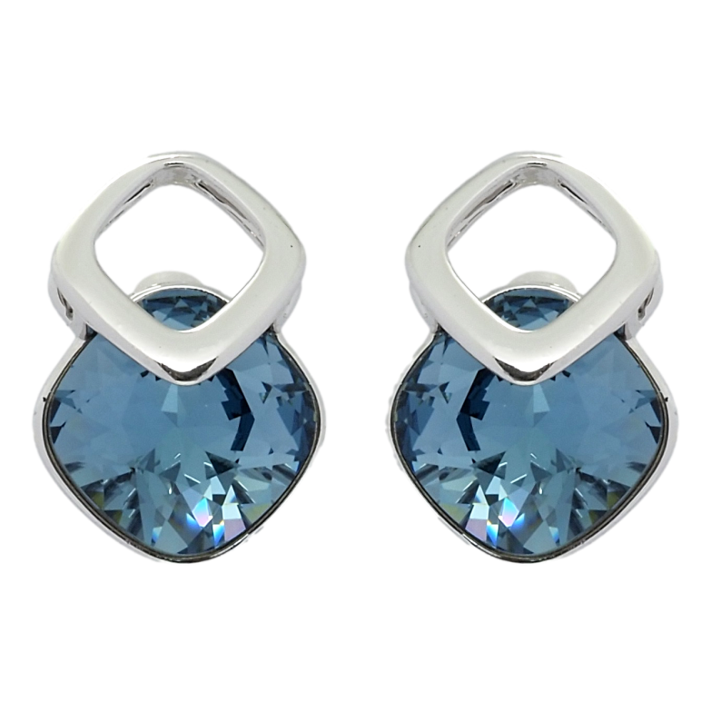 Сережки Xuping колір Родій з кристалами Swarovski пусети Ромби з кристалами Montana фото №1 Сережки Xuping колір Родій з кристалами Swarovski пусети Ромби з кристалами Montana фото №1