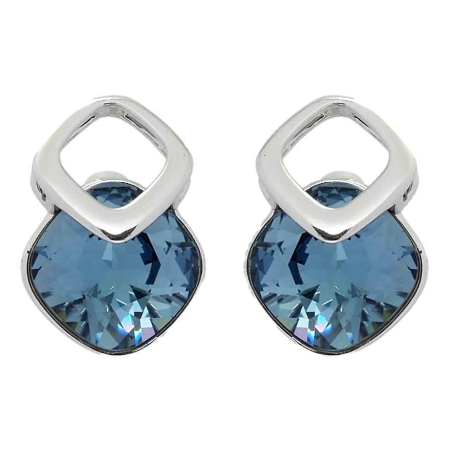 Сережки Xuping колір Родій з кристалами Swarovski пусети Ромби з кристалами Montana фото №1 Сережки Xuping колір Родій з кристалами Swarovski пусети Ромби з кристалами Montana фото №1