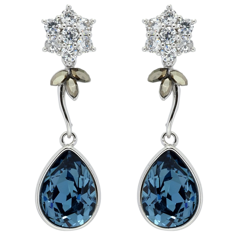 Серьги Xuping цвет Родий с кристаллами Swarovski пусеты Кристальные цветочки с кристаллом Montana фото №1 Серьги Xuping цвет Родий с кристаллами Swarovski пусеты Кристальные цветочки с кристаллом Montana фото №1