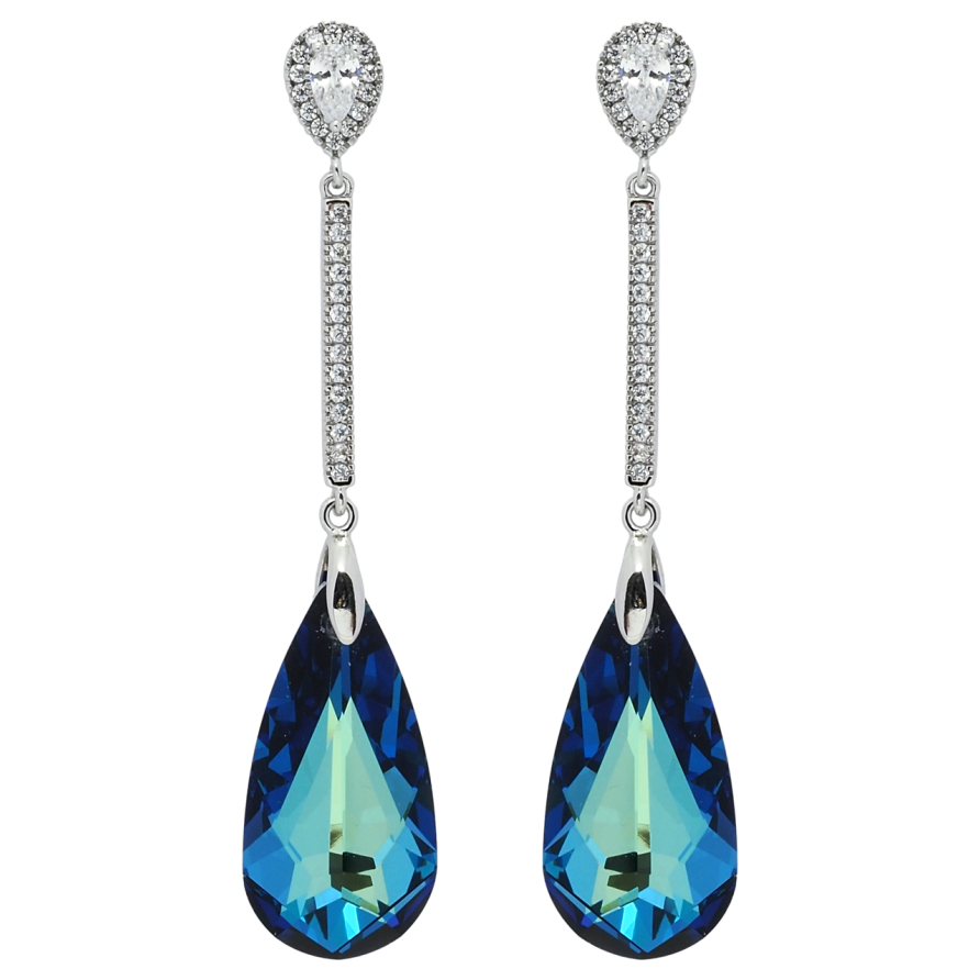 Сережки Xuping колір Родій з кристалами Swarovski пусети Підвіски з кристалом Metallic Blue фото №1 Сережки Xuping колір Родій з кристалами Swarovski пусети Підвіски з кристалом Metallic Blue фото №1