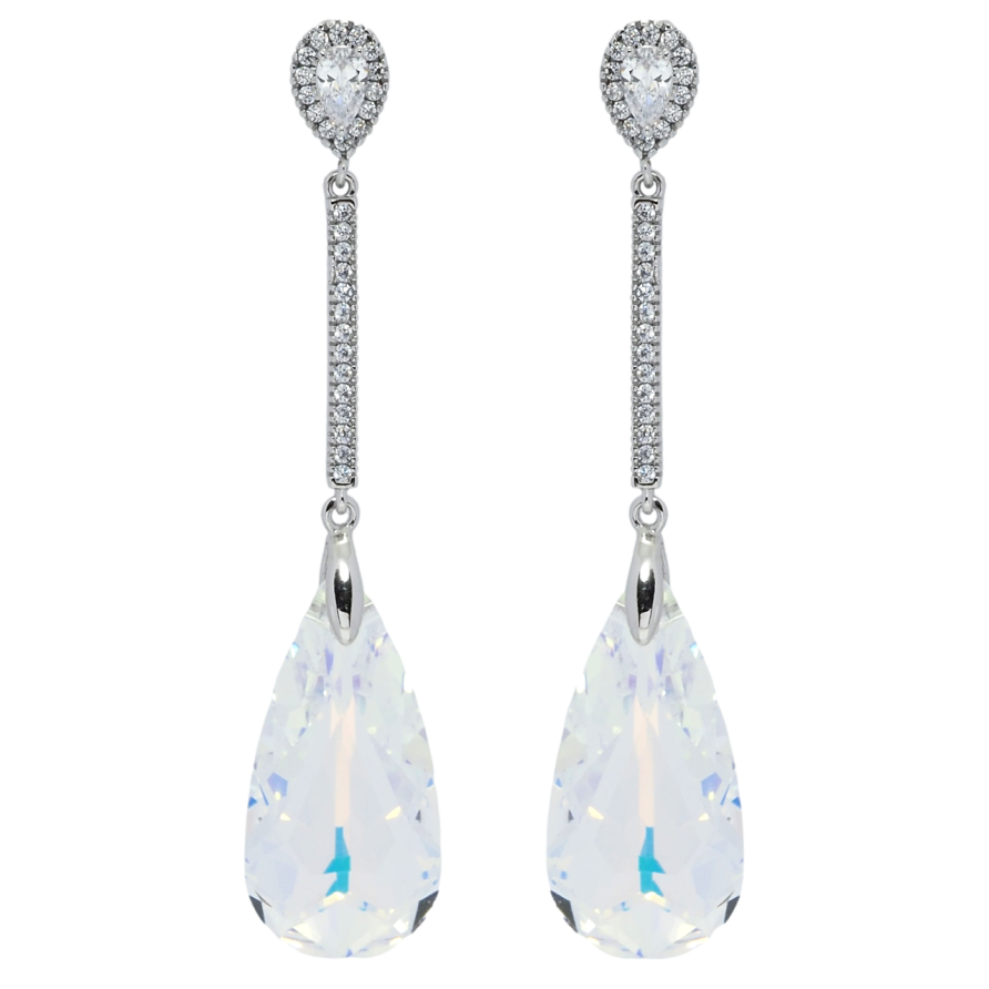 Сережки Xuping колір Родій з кристалами Swarovski пусети Підвіски з кристалом Shimmer фото №1 Сережки Xuping колір Родій з кристалами Swarovski пусети Підвіски з кристалом Shimmer фото №1