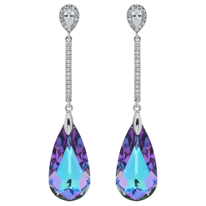 Сережки Xuping колір Родій з кристалами Swarovski пусети Підвіски з кристалом Paradise Shine фото №1