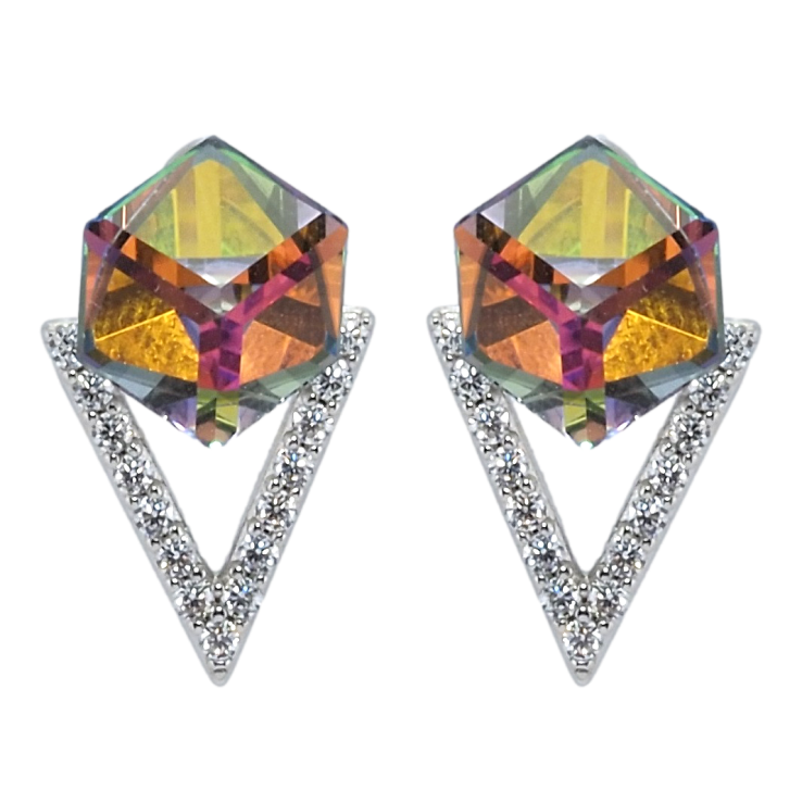 Сережки Xuping колір Родій з кристалами Swarovski пусети Кристальні кубики Volcano фото №17 Сережки Xuping колір Родій з кристалами Swarovski пусети Кристальні кубики Volcano фото №17