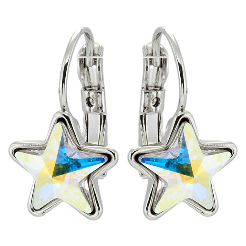 Серьги Xuping цвет Родий с кристаллами Swarovski французский замок Кристальные звезды АВ фото №1 Серьги Xuping цвет Родий с кристаллами Swarovski французский замок Кристальные звезды АВ фото №1