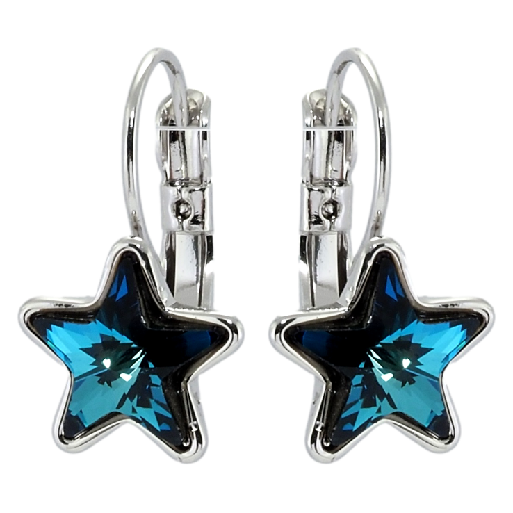 Серьги Xuping цвет Родий с кристаллами Swarovski французский замок Кристальные звезды Capri Blue фото №22 Серьги Xuping цвет Родий с кристаллами Swarovski французский замок Кристальные звезды Capri Blue фото №22