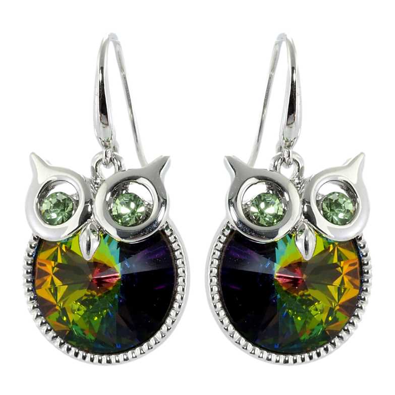Сережки Xuping колір Родій з кристалами Swarovski французький замок Сови кристал Vitrail Medium фото №1