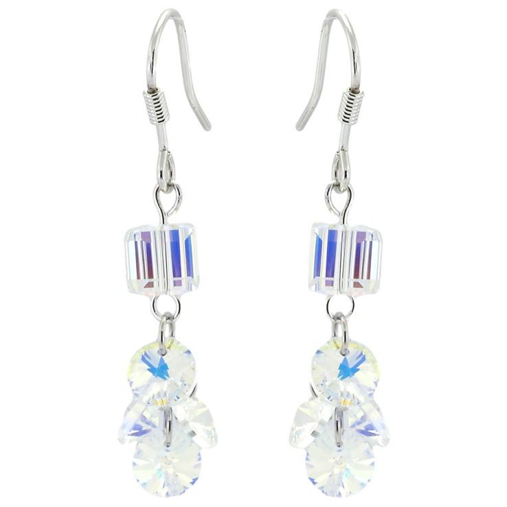 Серьги Xuping цвет Родий с кристаллами Swarovski французский замок Подвески с кристаллами Shimmer фото №2 Серьги Xuping цвет Родий с кристаллами Swarovski французский замок Подвески с кристаллами Shimmer фото №2