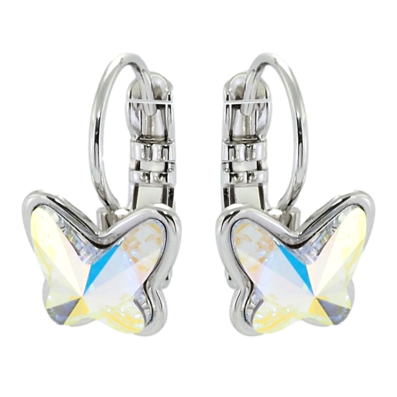 Серьги Xuping цвет Родий с кристаллами Swarovski французский замок Кристальные бабочки АВ фото №1 Серьги Xuping цвет Родий с кристаллами Swarovski французский замок Кристальные бабочки АВ фото №1