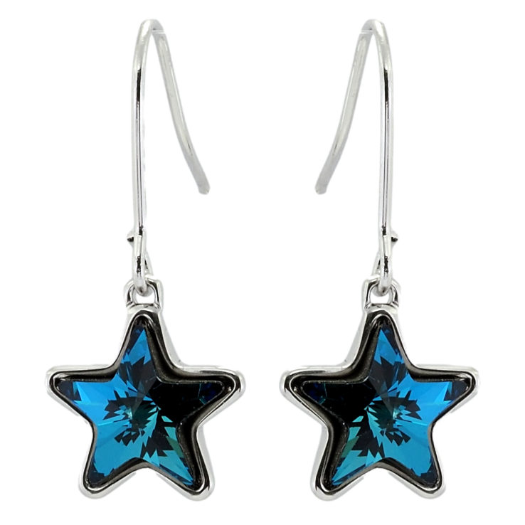 Серьги Xuping цвет Родий с кристаллами Swarovski французский замок Кристальные звезды Metallic Blue фото №10 Серьги Xuping цвет Родий с кристаллами Swarovski французский замок Кристальные звезды Metallic Blue фото №10