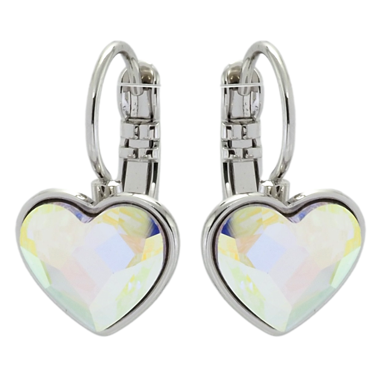 Сережки Xuping колір Родій з кристалами Swarovski французький замок Кристальні серця АВ фото №1 Сережки Xuping колір Родій з кристалами Swarovski французький замок Кристальні серця АВ фото №1