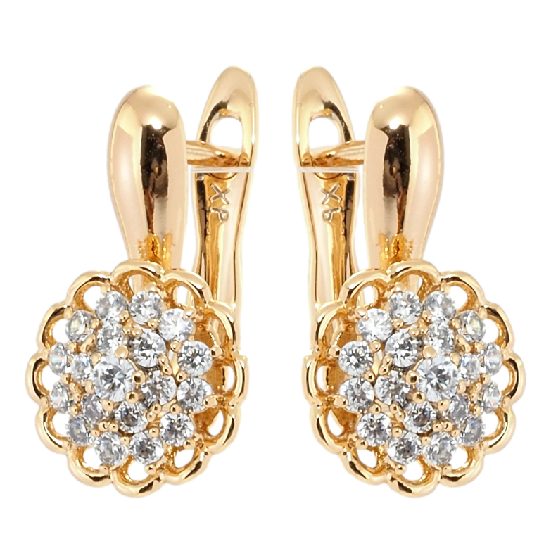 Серьги Xuping Позолота 18K английский замок Цветочки с цирконием фото №1 Серьги Xuping Позолота 18K английский замок Цветочки с цирконием фото №1