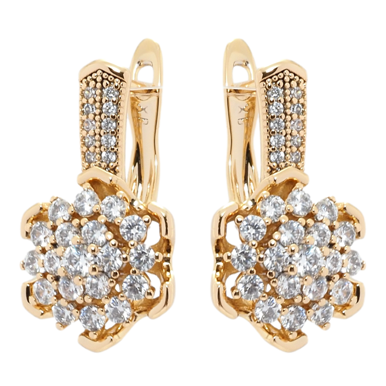 Сережки Xuping Позолота 18K англійський замок Квіточки з цирконієм фото №1 Сережки Xuping Позолота 18K англійський замок Квіточки з цирконієм фото №1