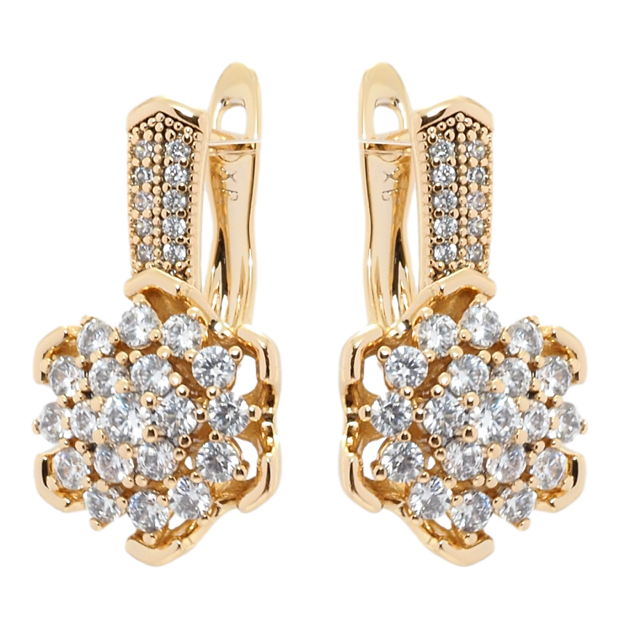 Серьги Xuping Позолота 18K английский замок Цветочки с цирконием фото №1 Серьги Xuping Позолота 18K английский замок Цветочки с цирконием фото №1