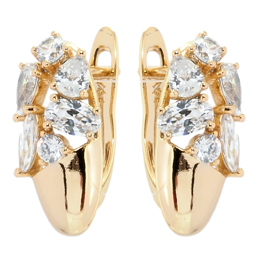 Сережки Xuping Позолота 18K англійський замок Розсип фіанітів фото №1 Сережки Xuping Позолота 18K англійський замок Розсип фіанітів фото №1