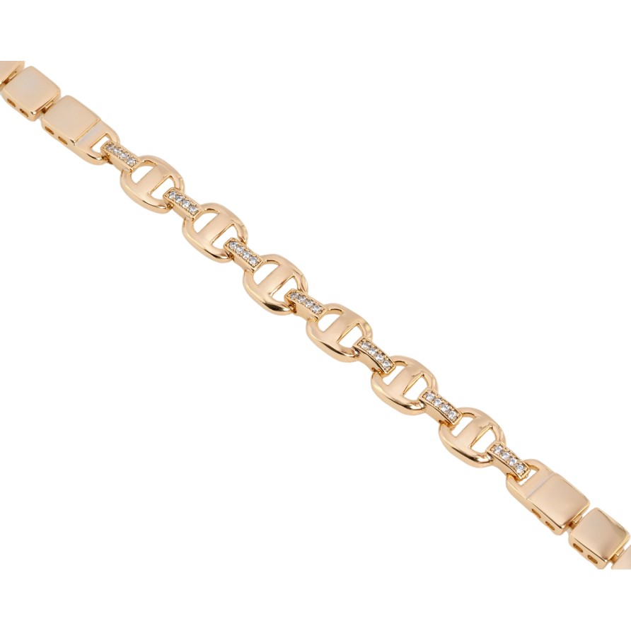 Браслет Xuping Позолота 18K Вставка звенья с цирконием длина с доп.замком 17,19см х 5-7мм фото №1
