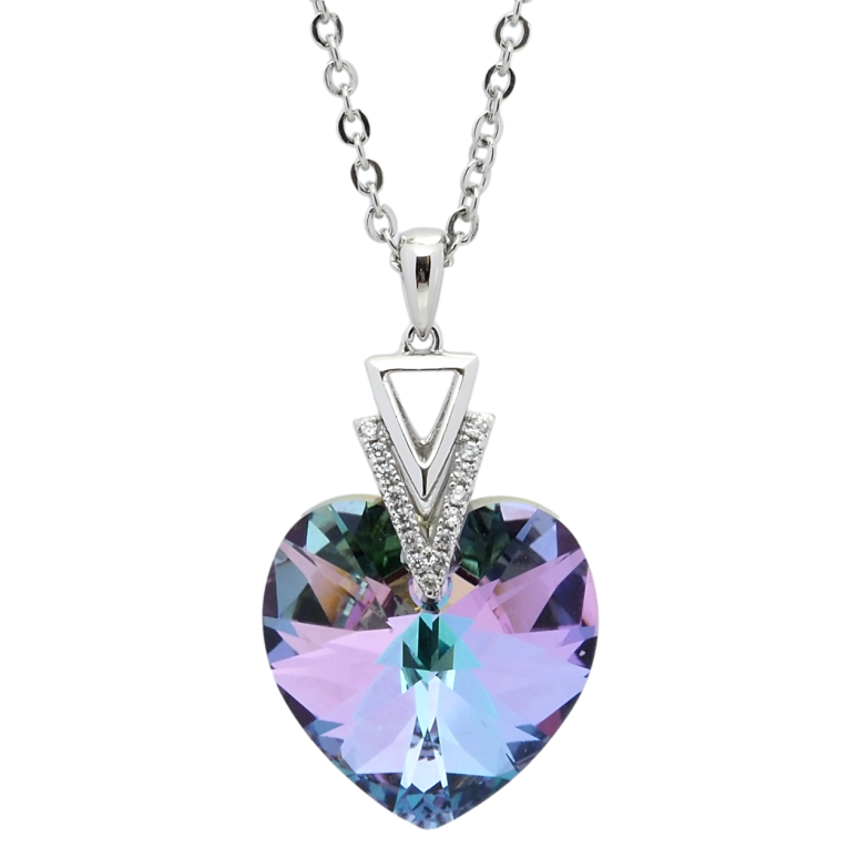 Кулон Xuping цвет Родий с кр-ми Swarovski на цепочке Кристальное сердце Paradise Shine длина 40-45см х 2мм фото №1